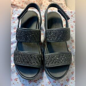 Sketchers Foamies Arch Fit Black Rhinestone Sandals